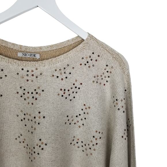 Nic+Zoe Sweater Constellation Embellished Knit Retail $168 - Size M - Picture 3 of 7